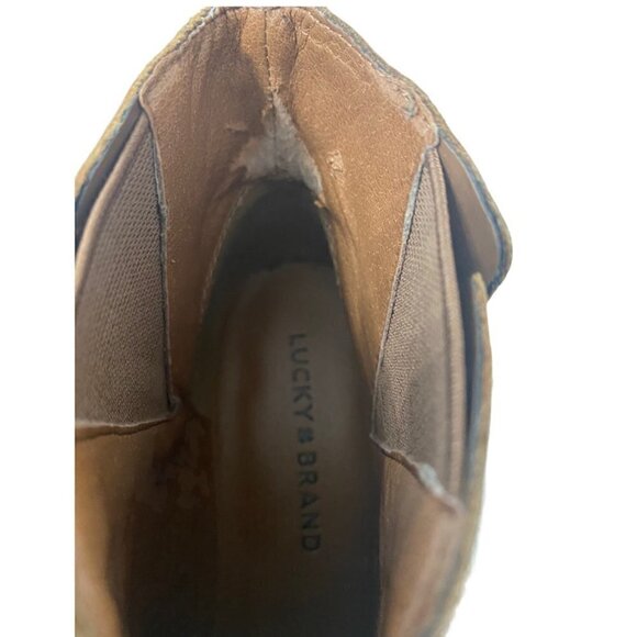 Lucky Brand Leather Benissa Booties Ankle Boots Dark Saddle Tan/Brown Size 6.5 - Picture 7 of 14